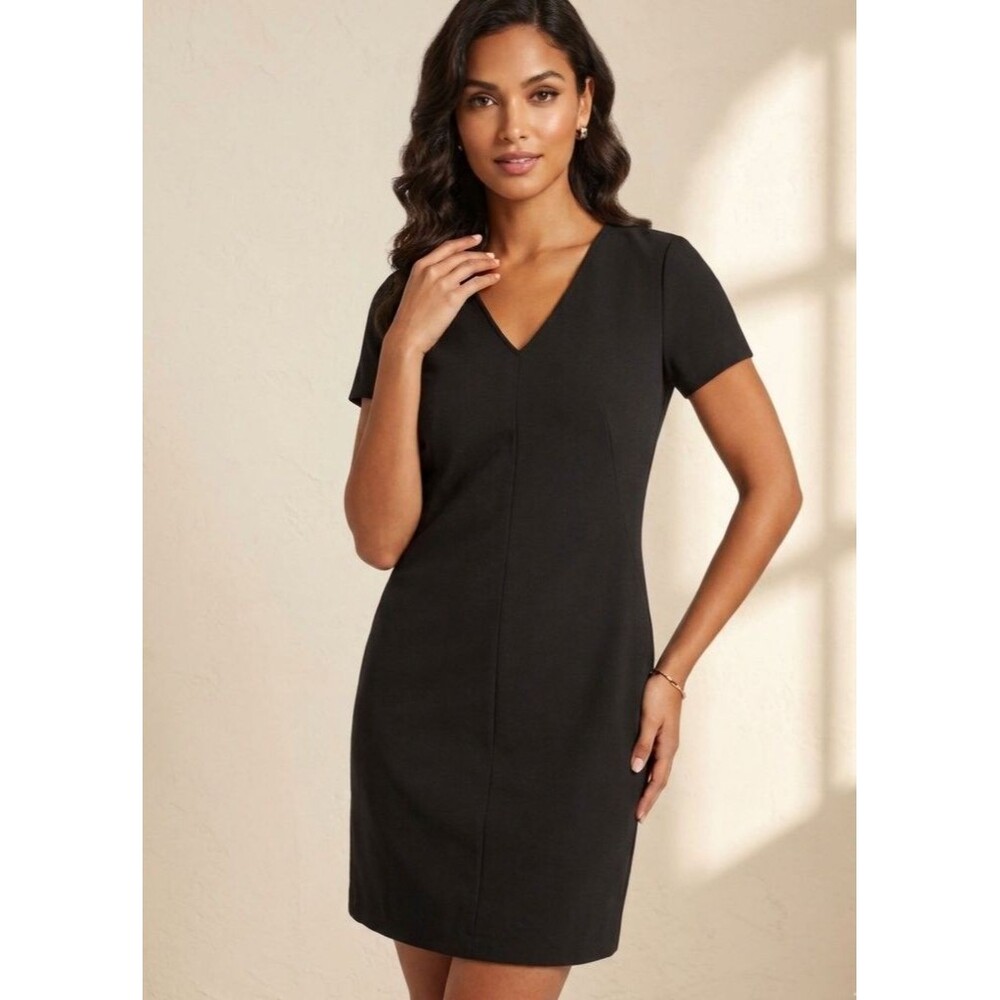 NWT Nine West Black Short Sleeve V-Neck Dress -Size M
